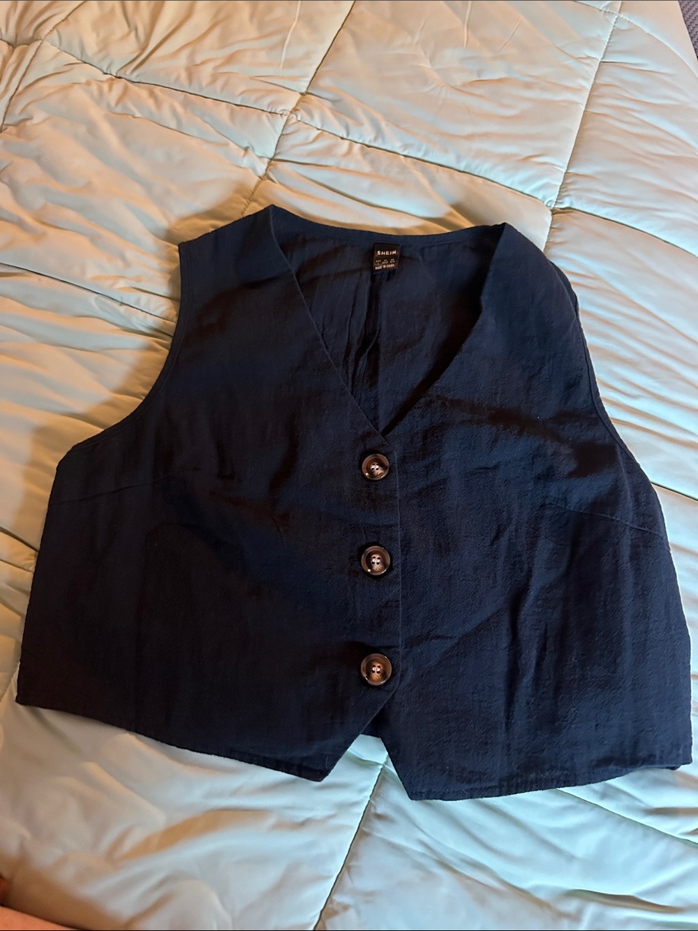 Black Button Front Vest